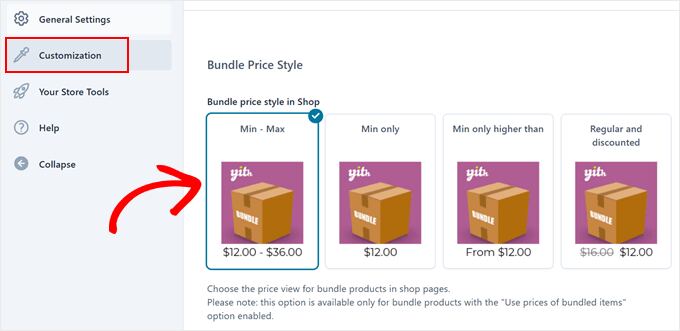 Customizing the product bundle price label with the YITH plugin