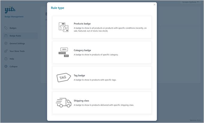 YITH's product badge rule types