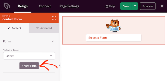 Adding a form to a SeedProd page using the WPForms integration 