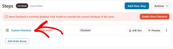Editing a checkout funnel in FunnelKit