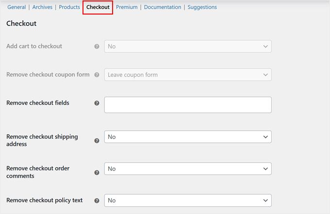 Configuring the checkout settings in Direct Checkout