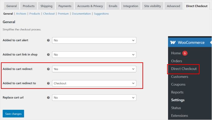 Configuring the Direct Checkout plugin's general settings