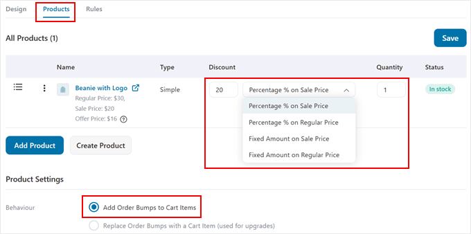 Configuring the product order bump offer in FunnelKit