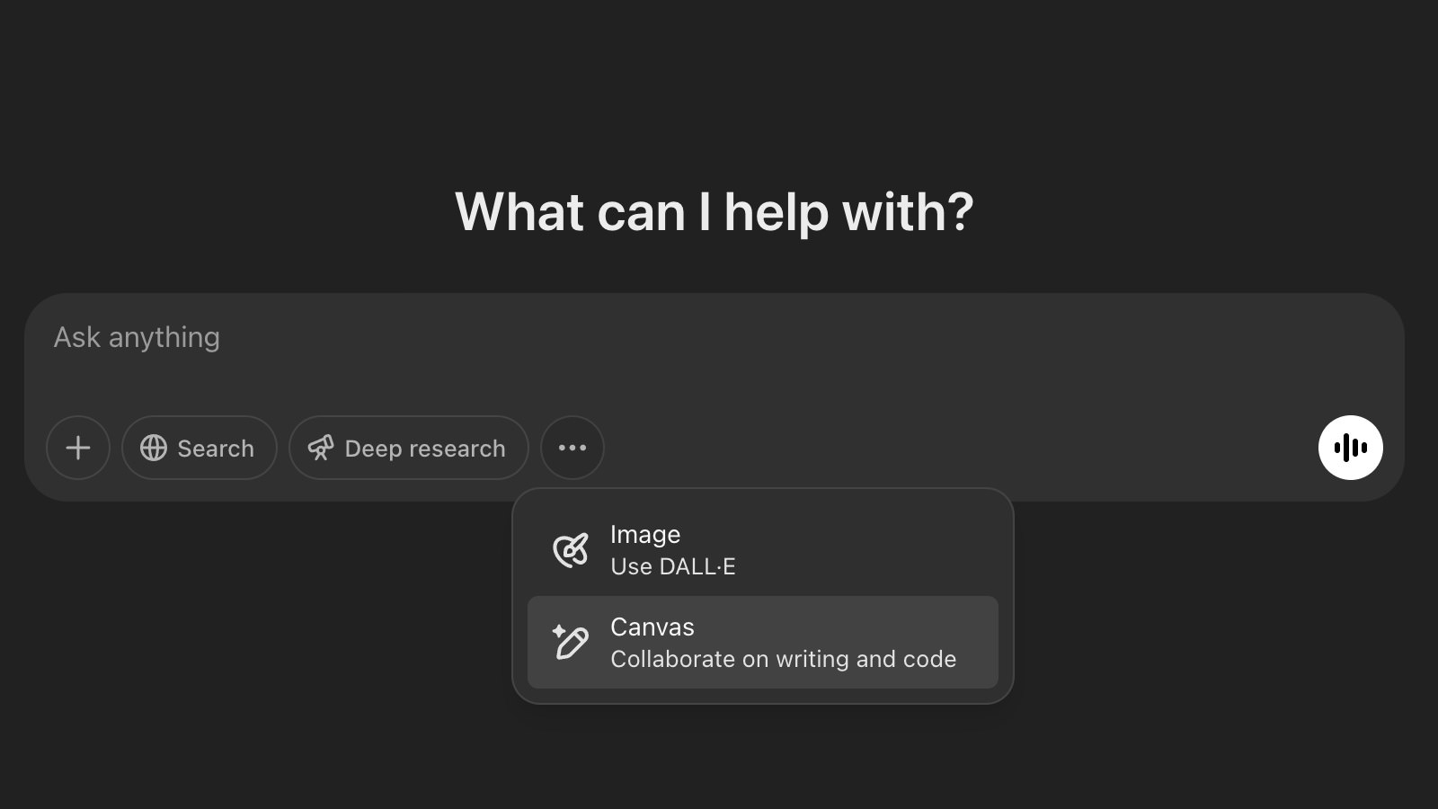 ChatGPT Canvas mode interface showing tool creation process