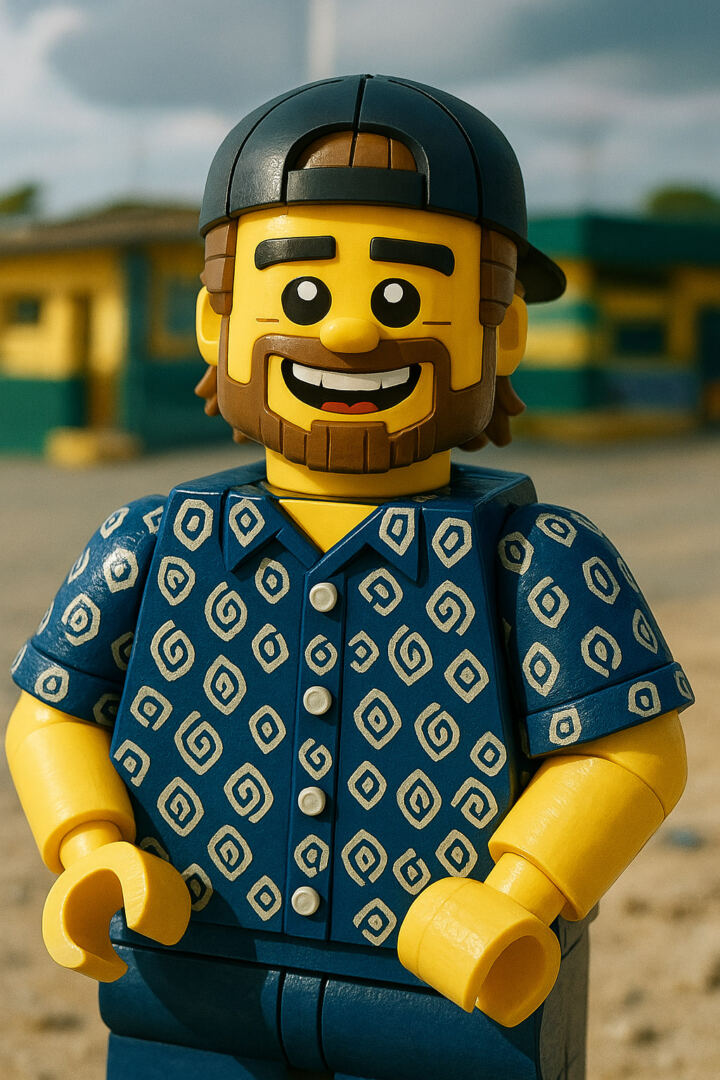 Portrait transformed into LEGO brick style