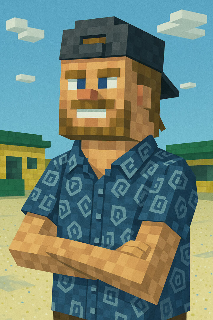 Portrait transformed into Minecraft pixel art style