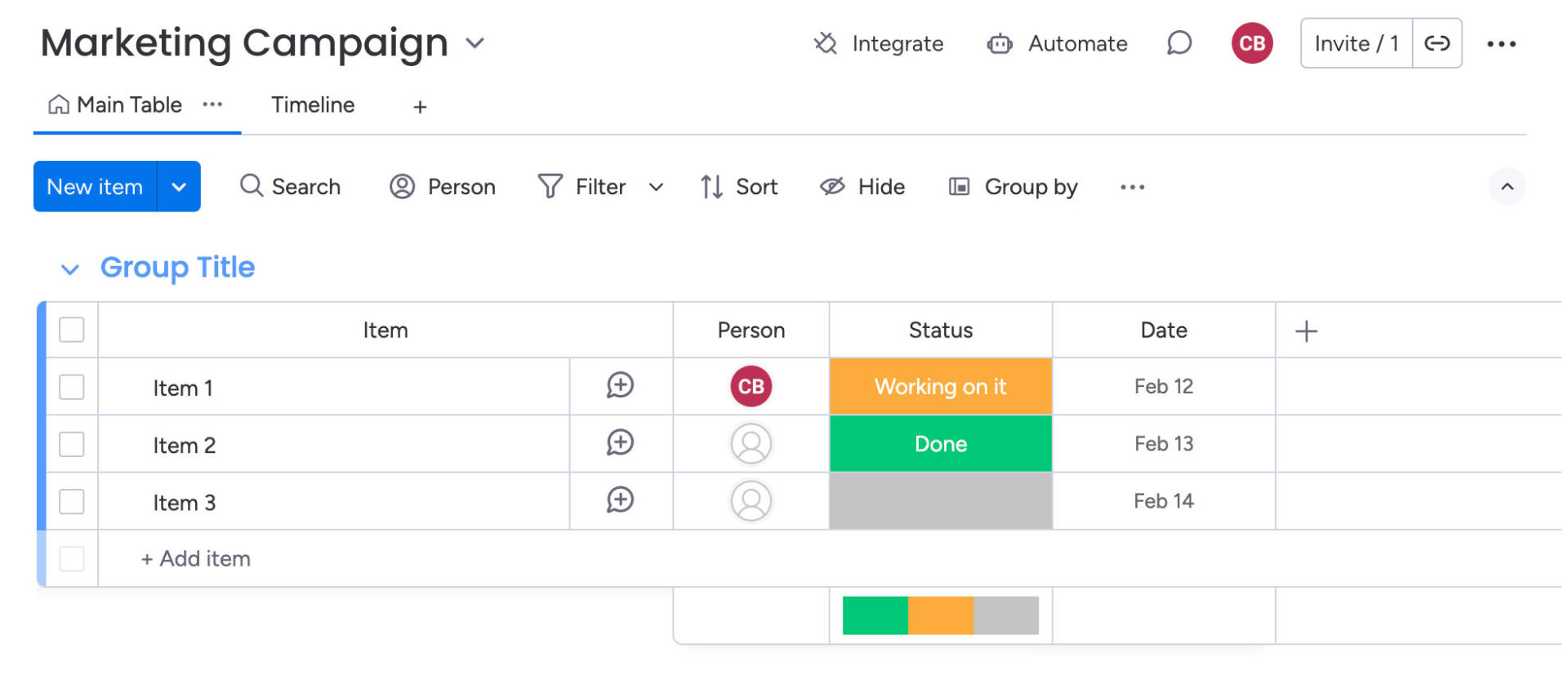 New board setup screen in Monday.com