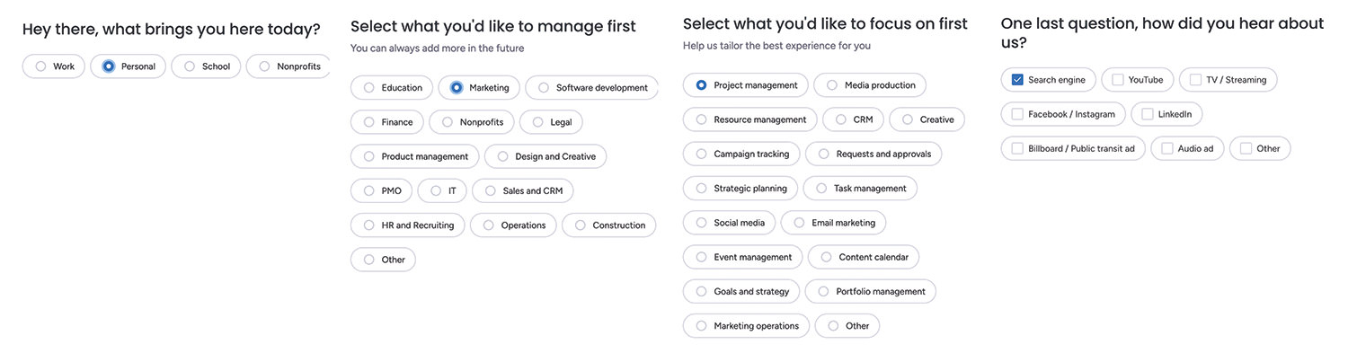 Monday.com onboarding questions for personalized setup