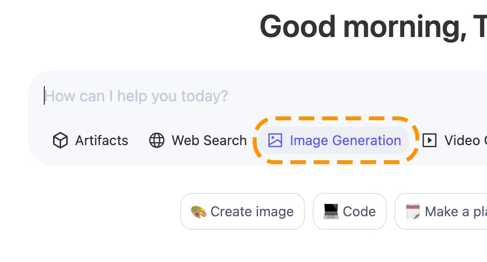Qwen Chat image generation process with text prompt example