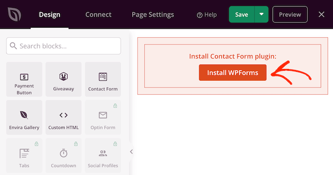 How to add a contact form to your custom page design using WPForms and SeedProd