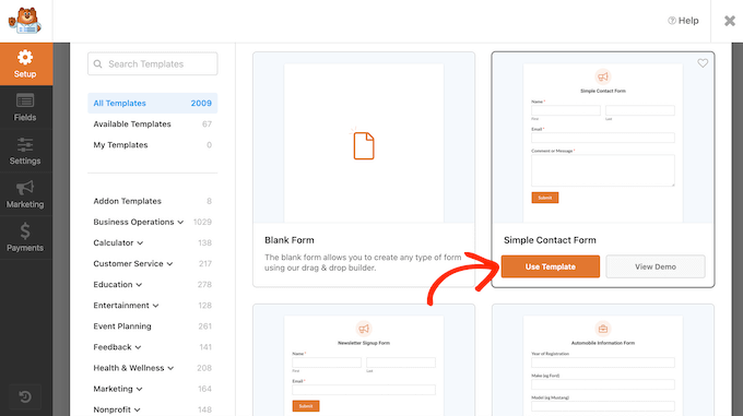 WPForms' ready-made form templates