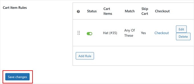 Saving changes to the CartHopper addon