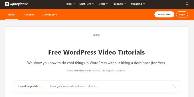 WPBeginner video tutorials