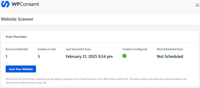 wpconsent website scanner