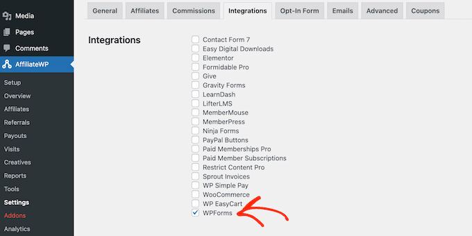 Integrating WPForms and AffiliateWP