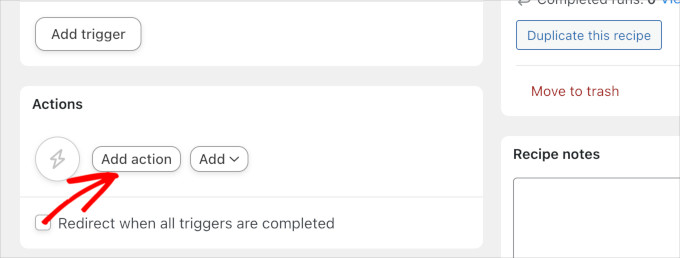 Add action in Uncanny Automator