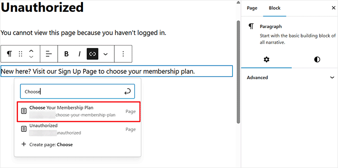 Add sign up page link
