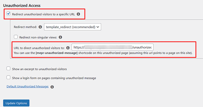 Add URL for the unauthorized page