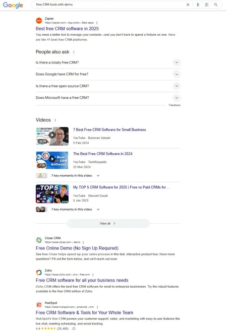 screenshot from Google to help readers conduct SERP analysis to find keywords for the buyer journey.