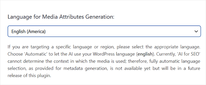 Choose a language for media attributes