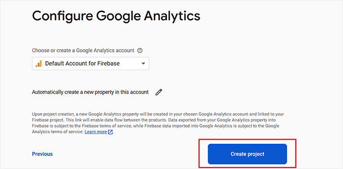Click the Create Project button