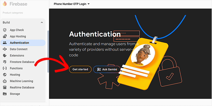 Click Get Started on the Authentication page