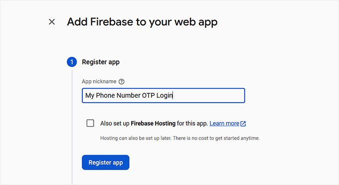 Click the Register App button