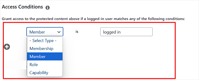 Configure access condition