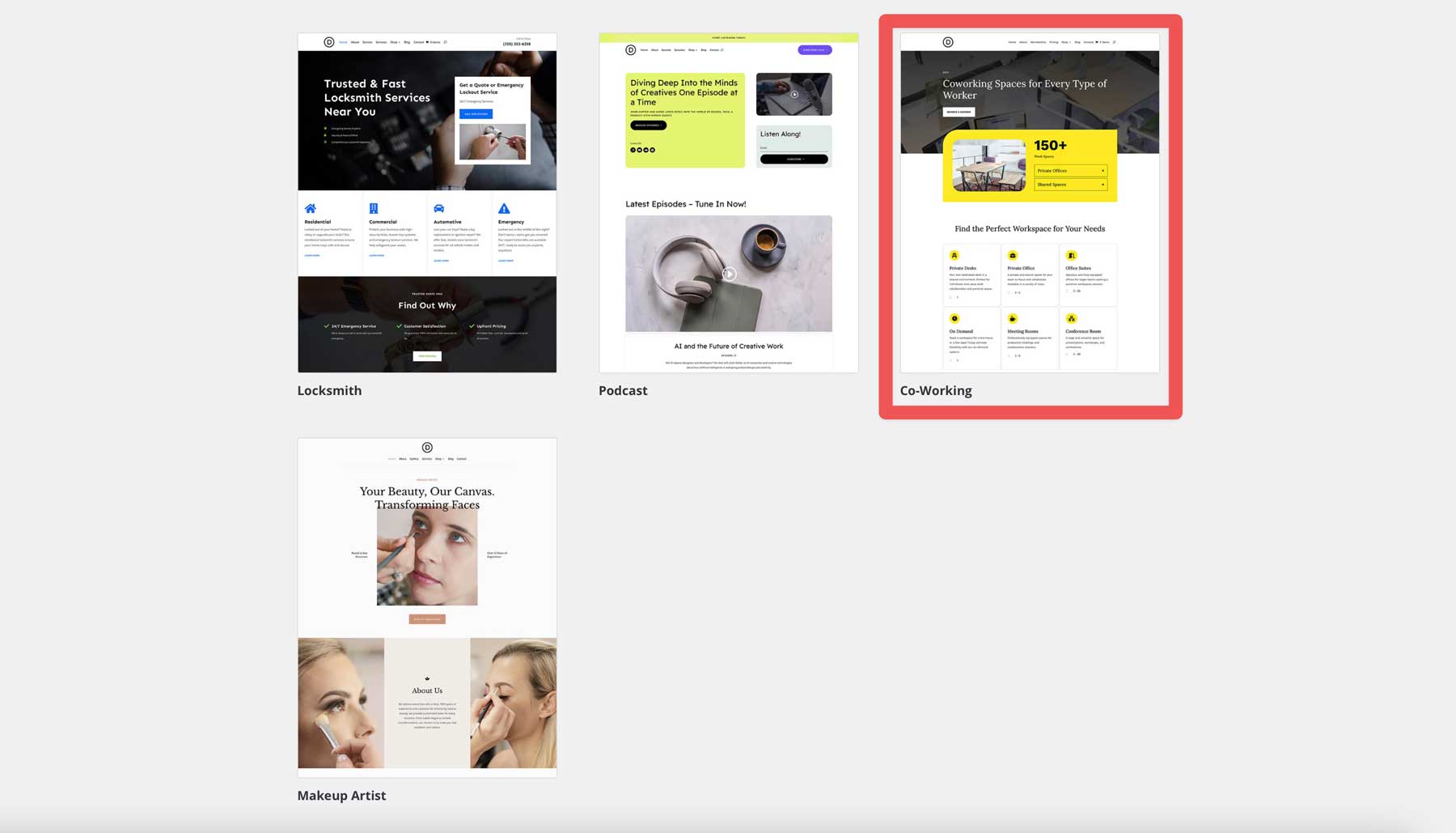Co-Working starter site for Divi