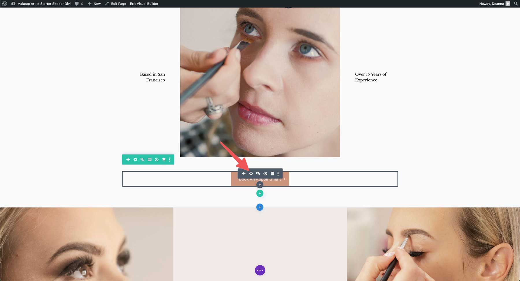 makeup artist starter site for Divi