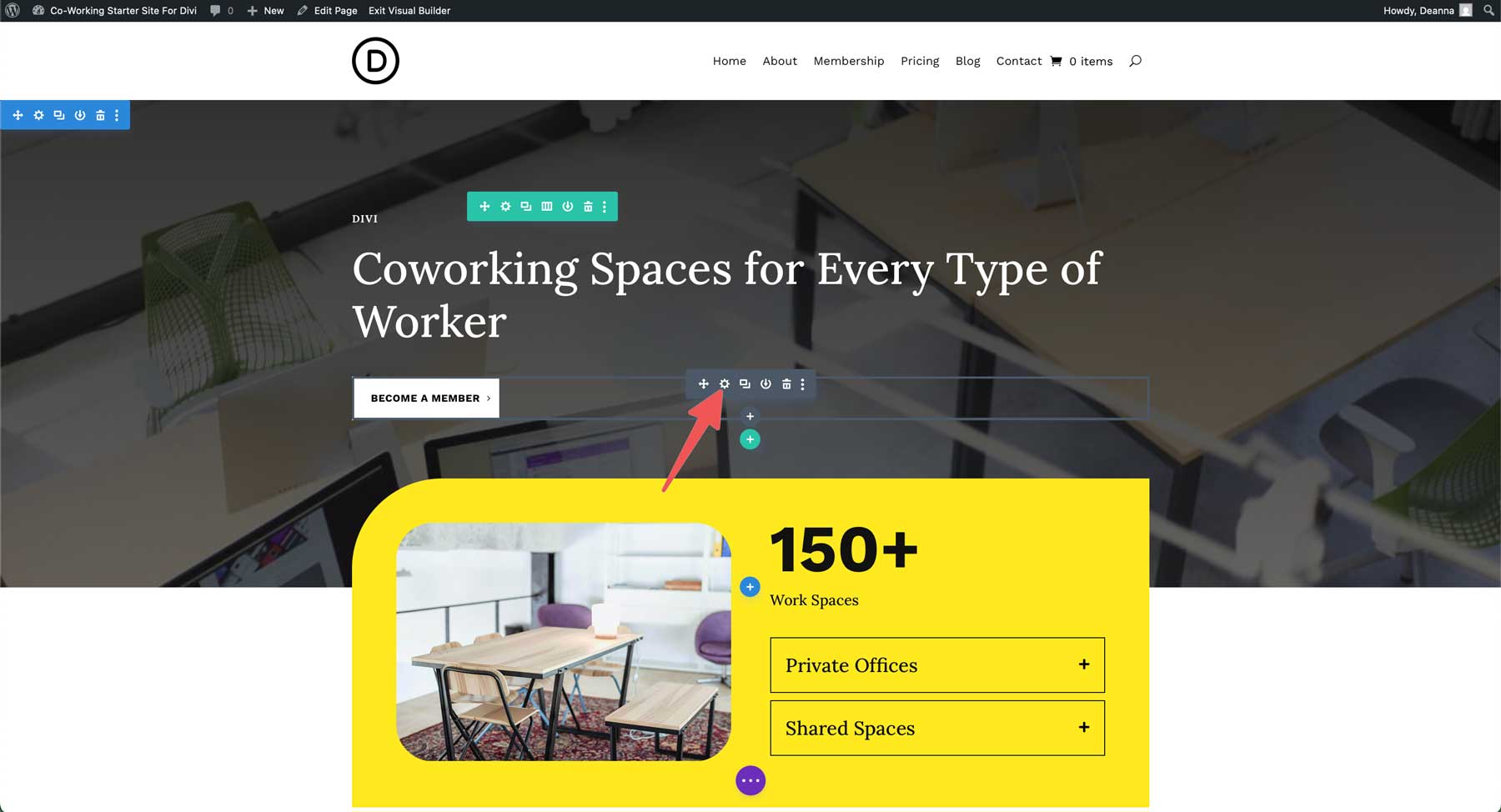 Co-Working starter site for Divi