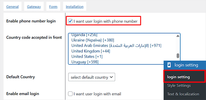 Enable phone login
