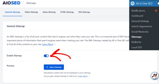 Enable sitemap
