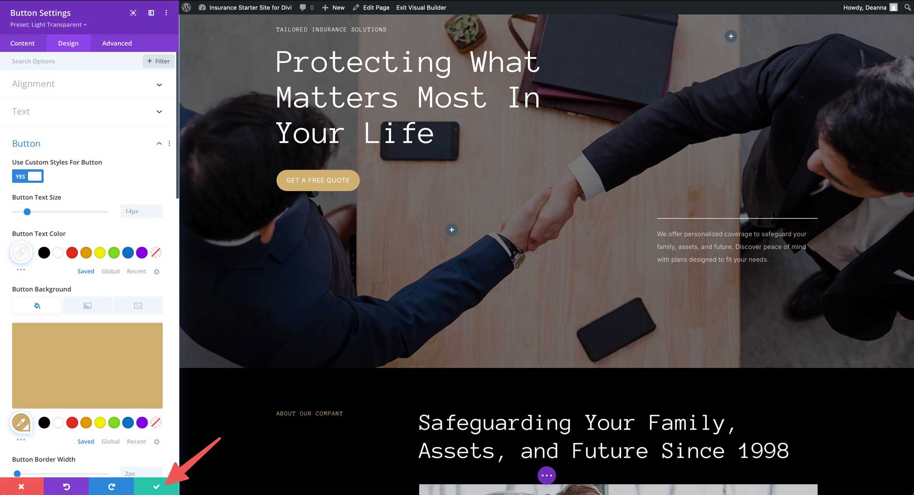 insurance starter site for divi