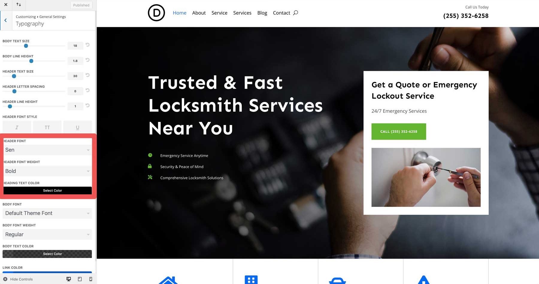 locksmith starter site for Divi