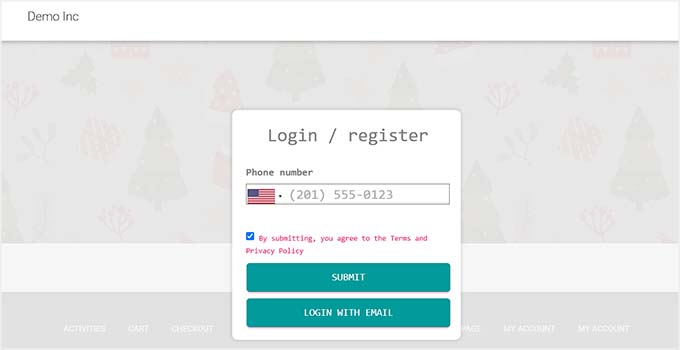 Phone number login via OTP