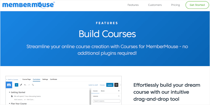 Courses for MemberMouse's homepage