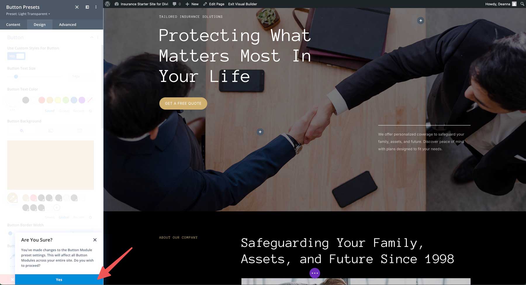insurance starter site for Divi