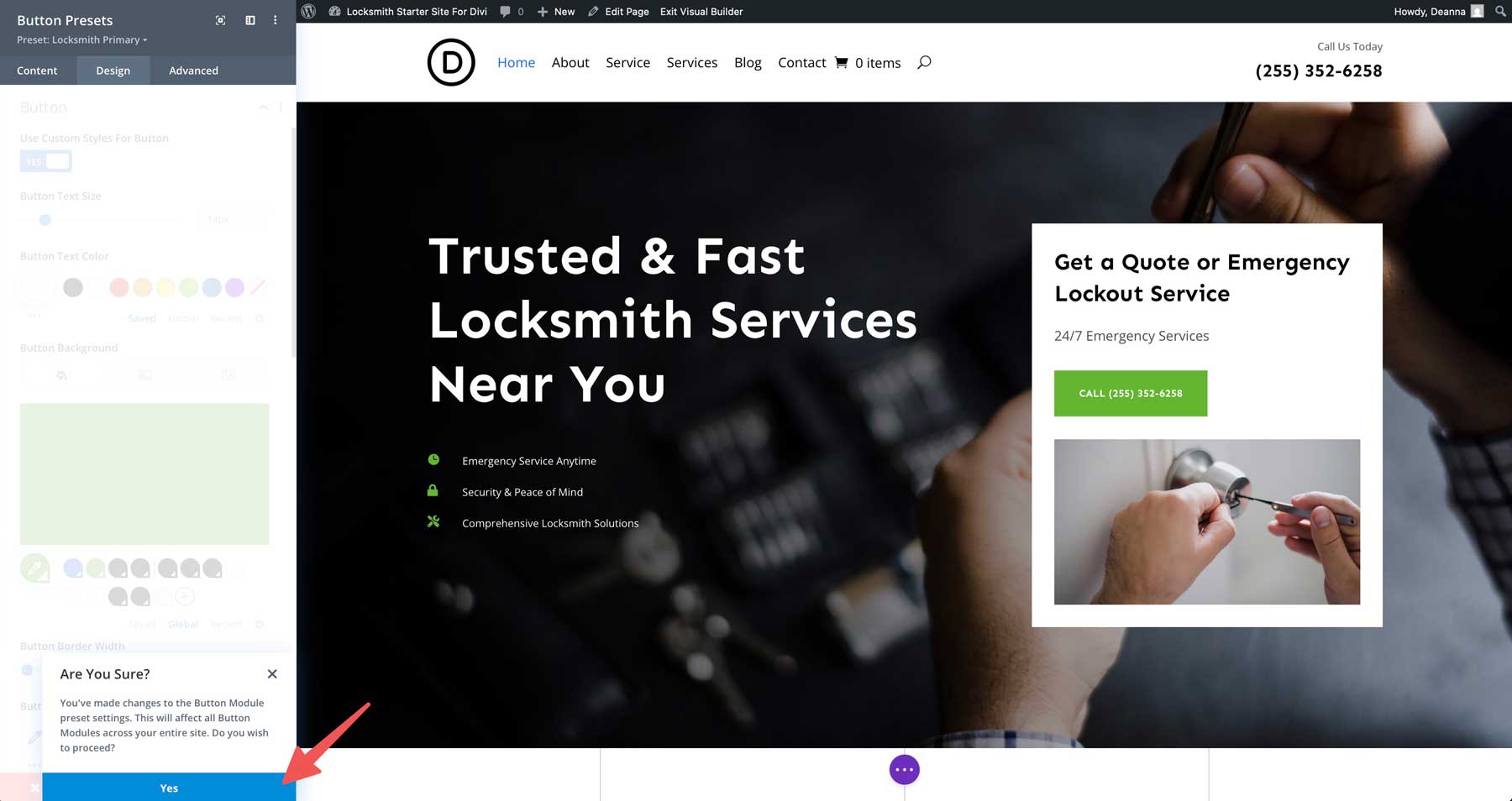 locksmith starter site for Divi