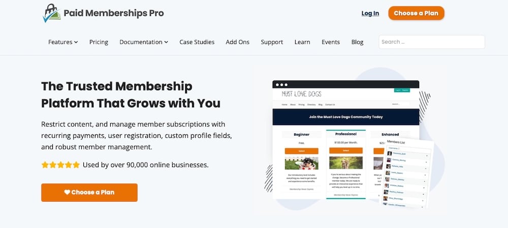 A screenshot of the Paid Memberships Pro website for educators.