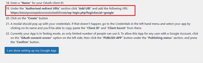 Redirect URL given by Nextend