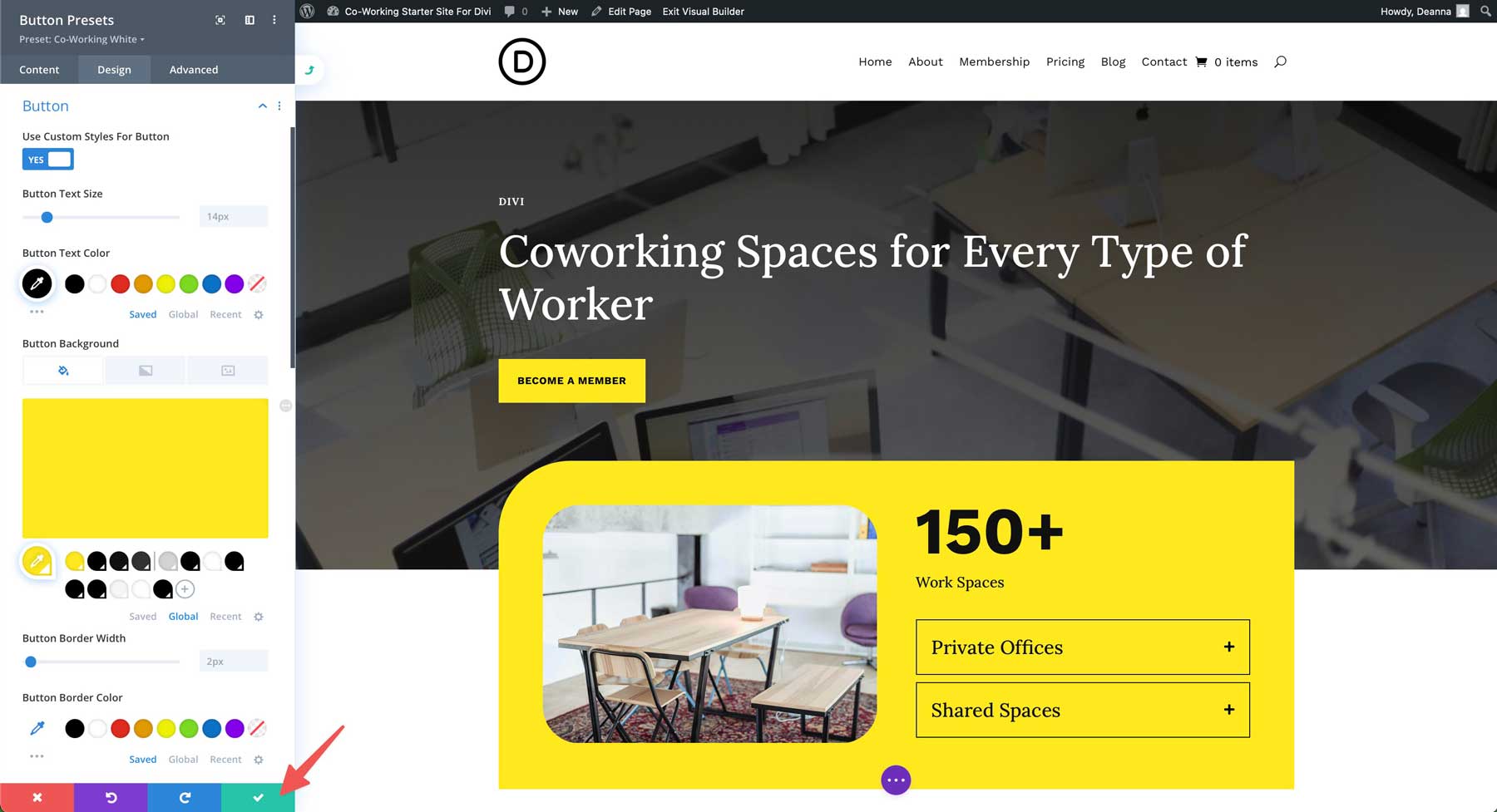 Co-Working starter site for Divi