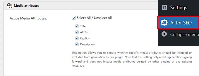 Select active media attributes