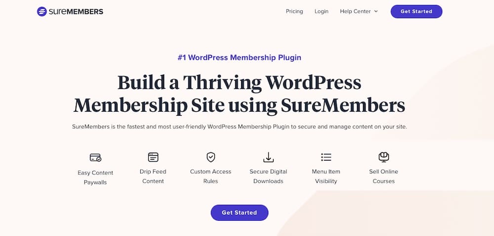 A screenshot of the SureMembers website.