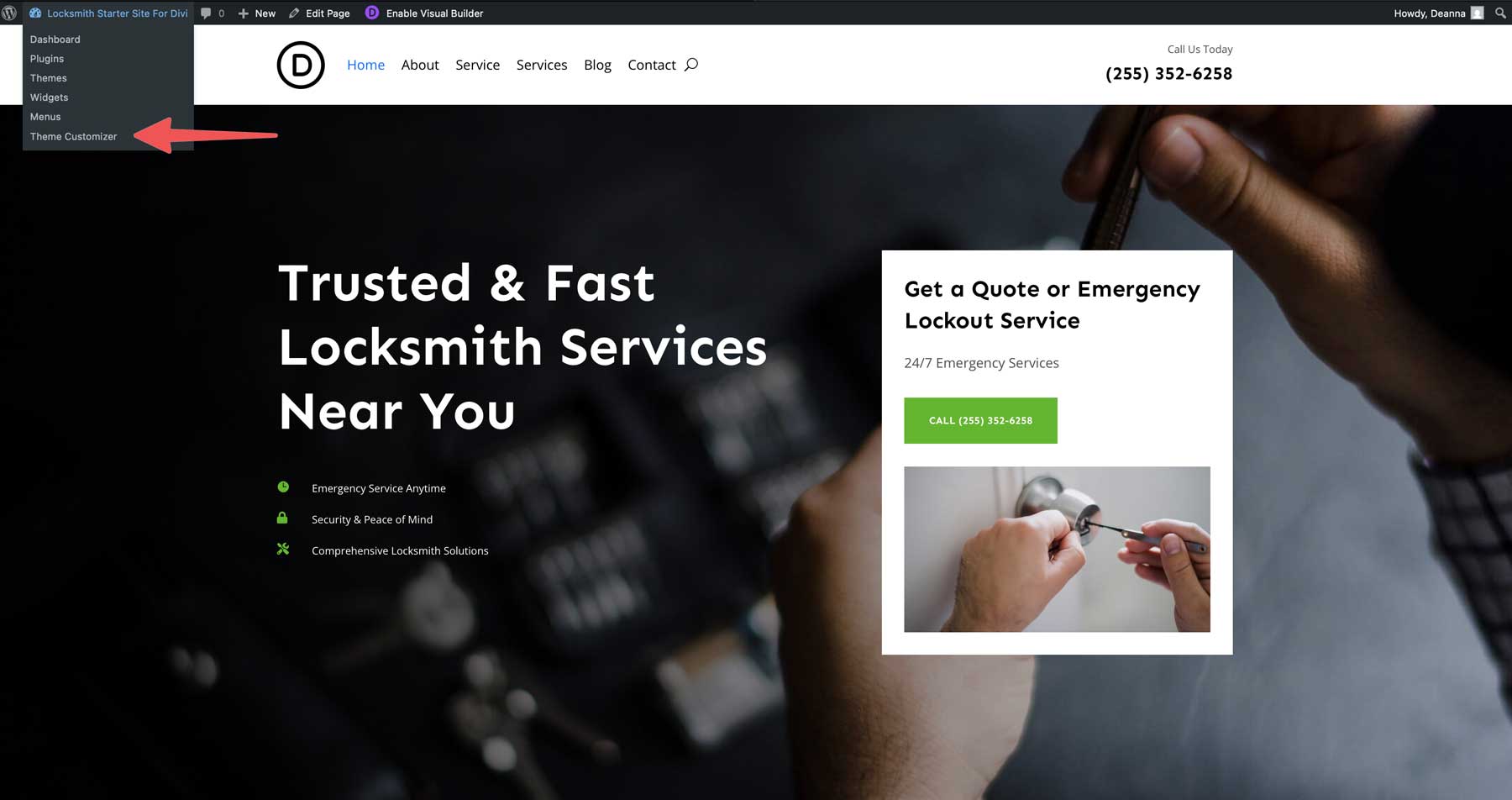 locksmith starter site for Divi