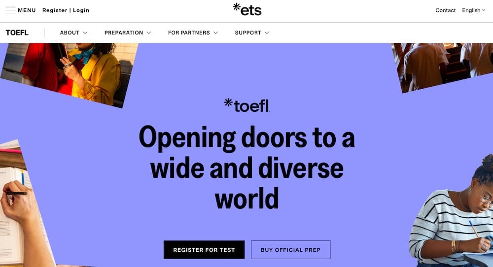 A screenshot of the TOEFL website for educators.
