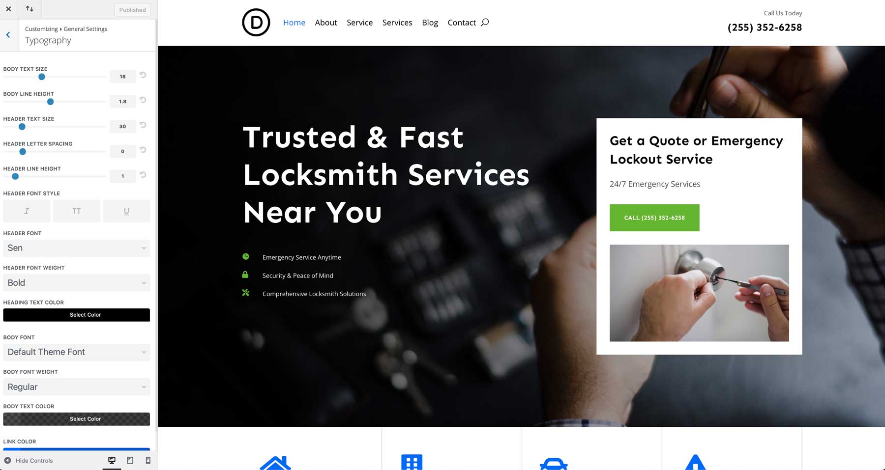 locksmith starter site for Divi