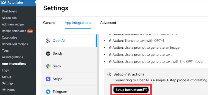 Uncanny Automator OpenAI instructions
