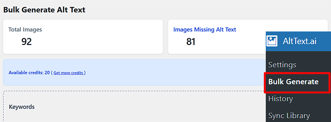 Visit the Bulk Generate page