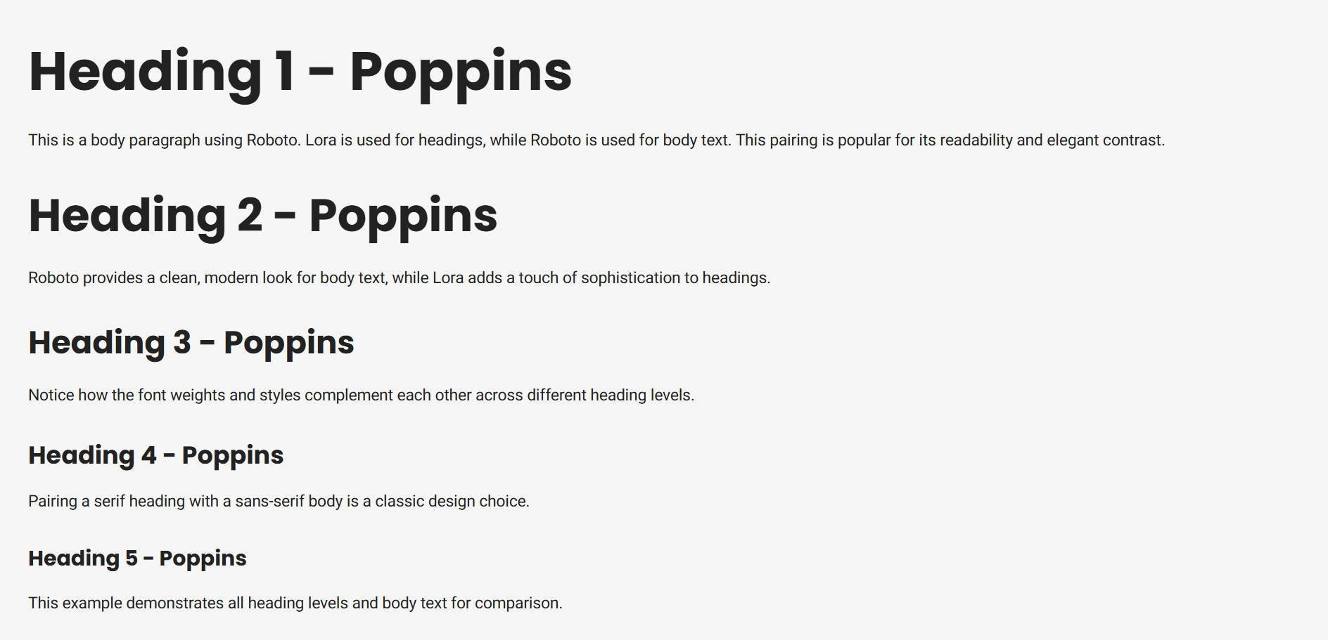 Font Pairing Example Lora Heading Roboto Body